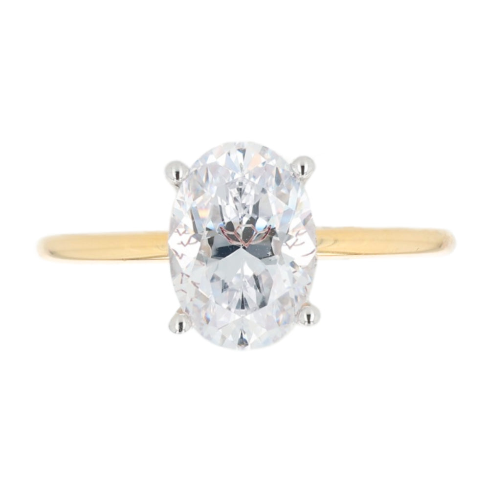 Martin Flyer 14k Gold Two-Tone Solitaire Hidden Halo Engagement Ring