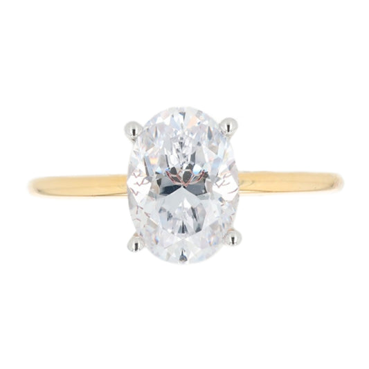 Martin Flyer 14k Gold Two-Tone Solitaire Hidden Halo Engagement Ring