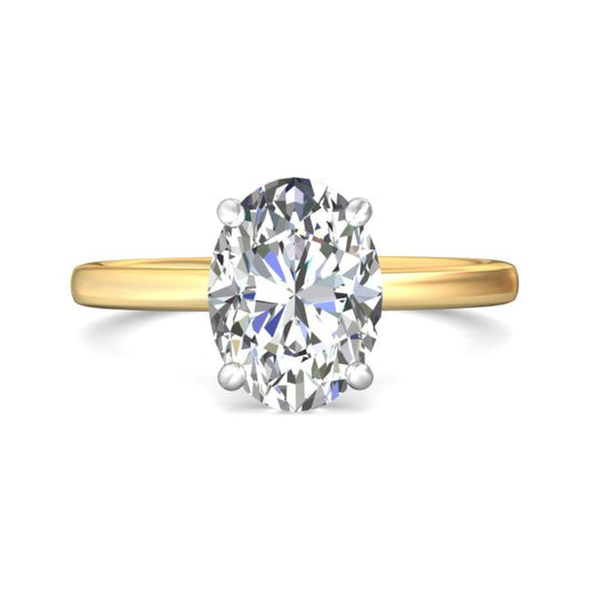 Martin Flyer 14k Gold and Platinum Oval Diamond Solitaire Engagement Ring