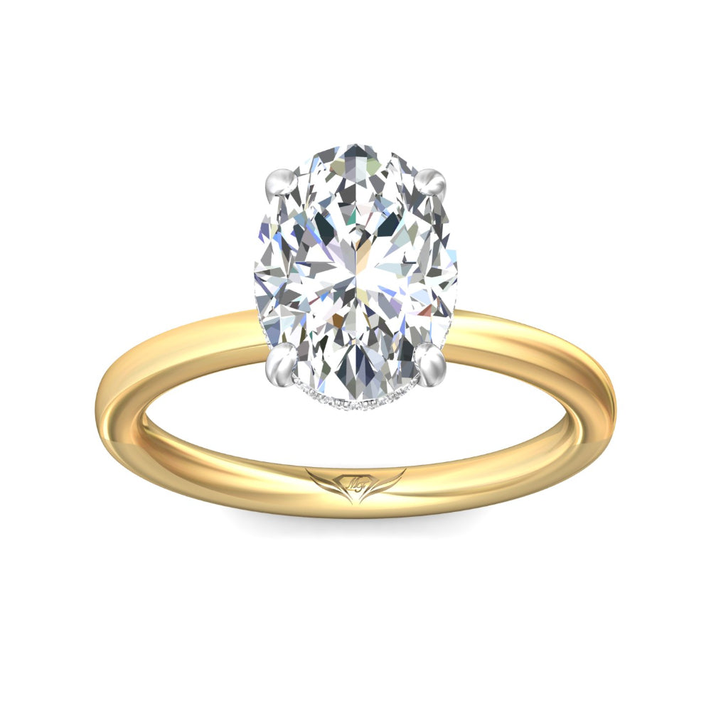 Martin Flyer 14k Gold and Platinum Oval Diamond Solitaire Engagement Ring