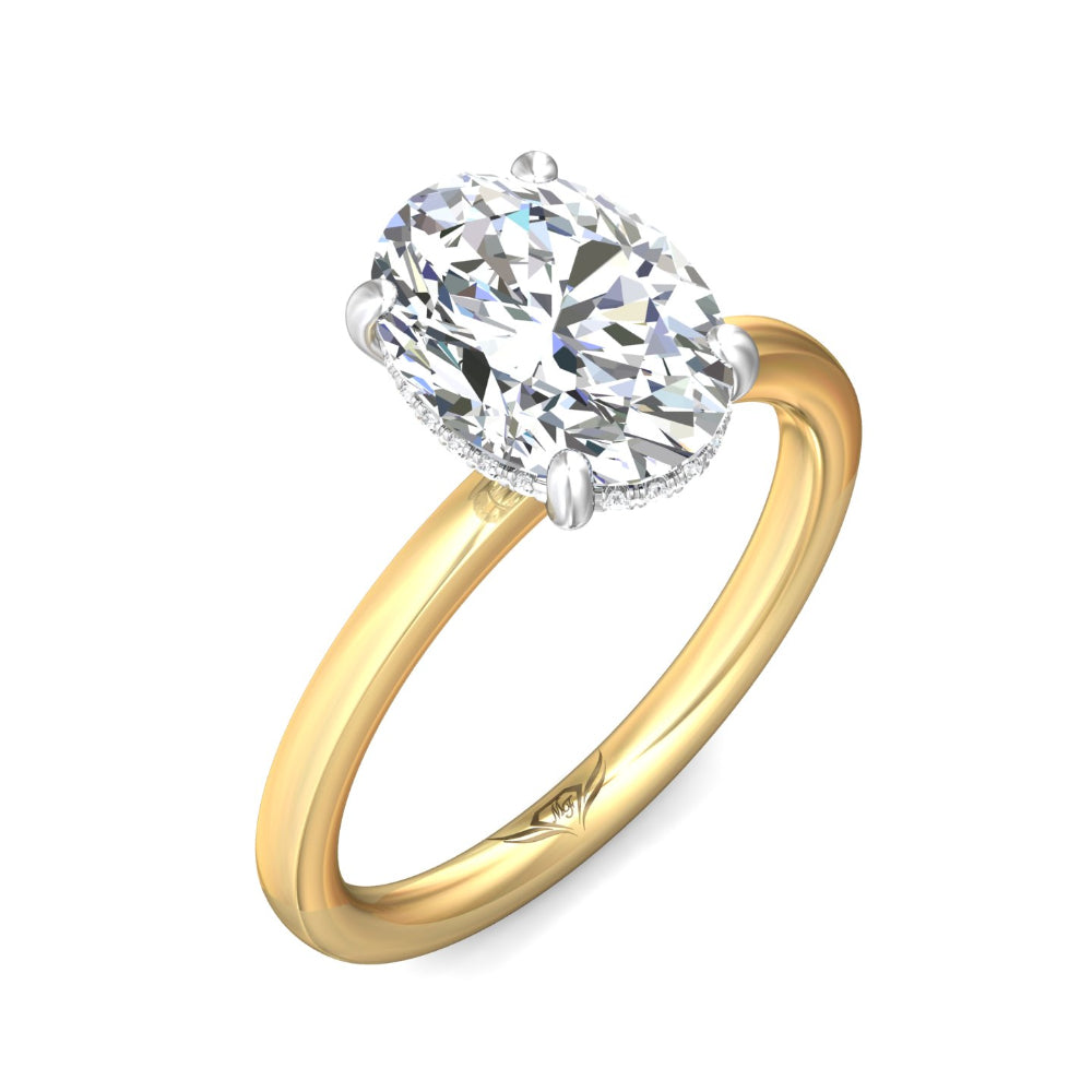 Martin Flyer 14k Gold and Platinum Oval Diamond Solitaire Engagement Ring