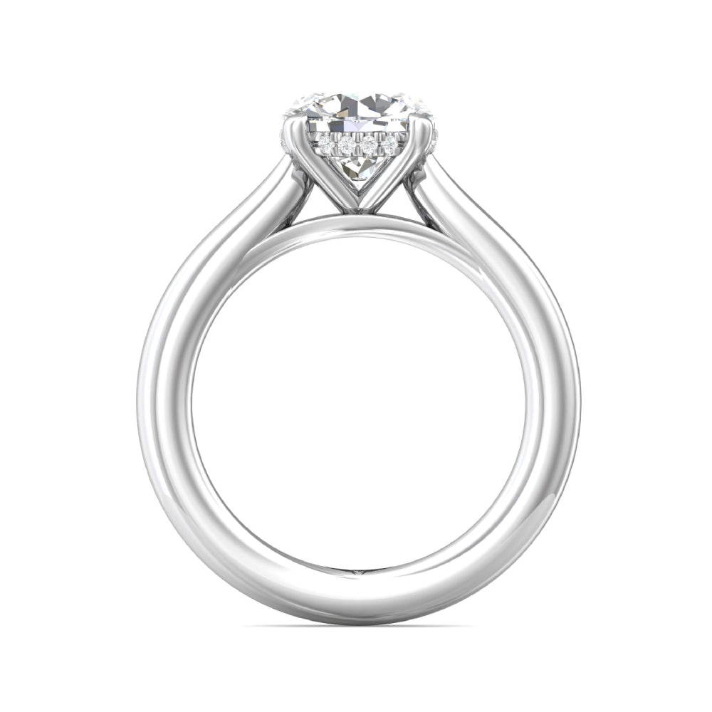 Martin Flyer Platinum Round Diamond Hidden Halo Solitaire Engagement Ring