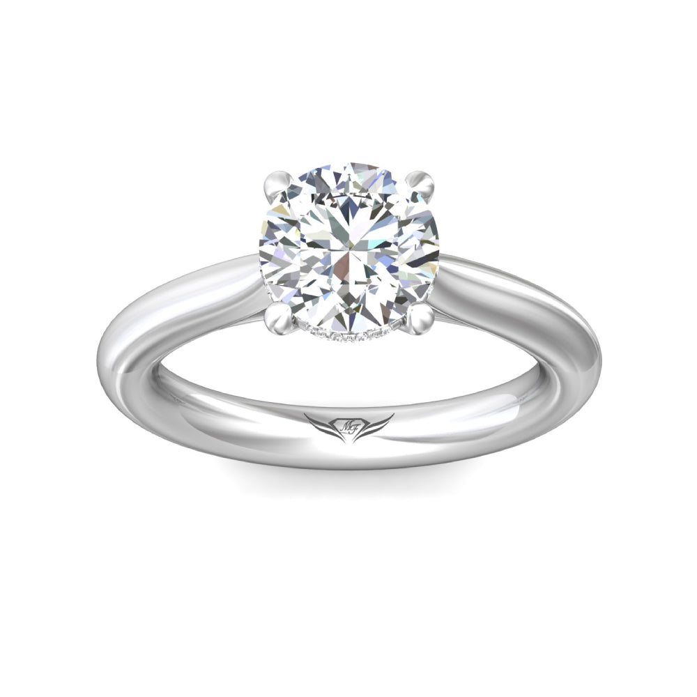 Martin Flyer Platinum Round Diamond Hidden Halo Solitaire Engagement Ring