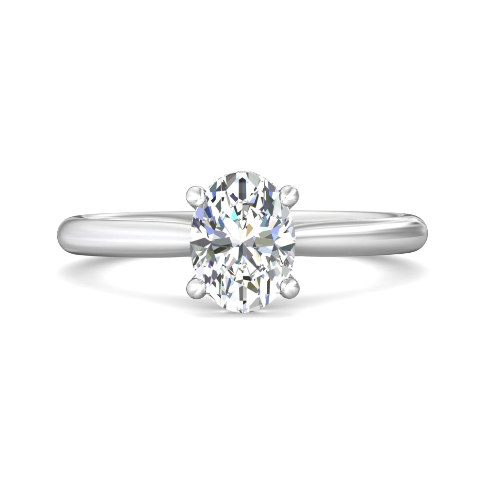 Martin Flyer 14k Oval Diamond Solitaire Engagement Ring with Hidden Halo