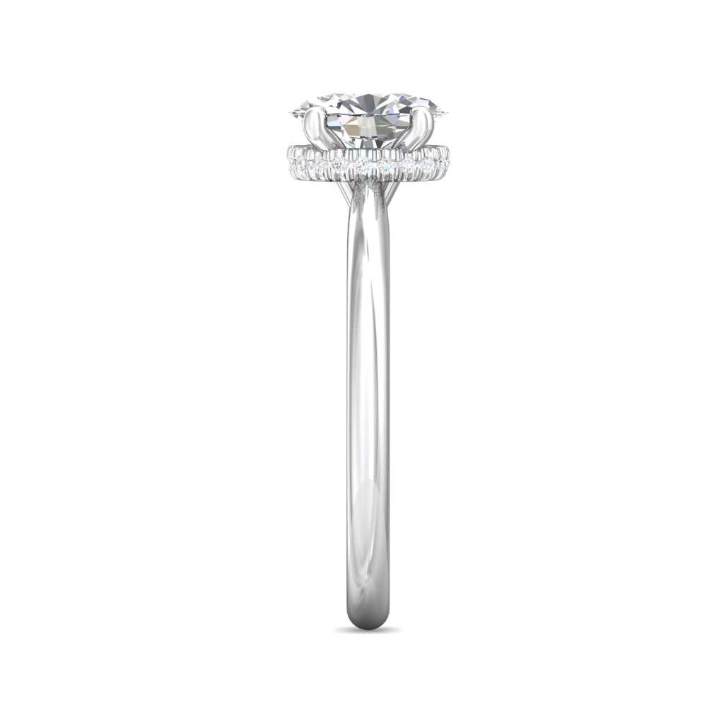 Martin Flyer 14k Oval Diamond Solitaire Engagement Ring with Hidden Halo