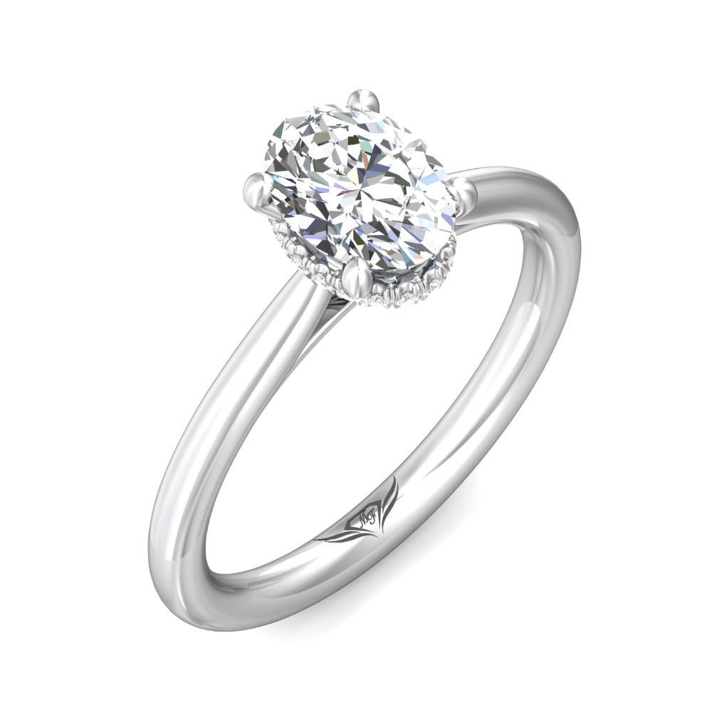 Martin Flyer 14k Oval Diamond Solitaire Engagement Ring with Hidden Halo