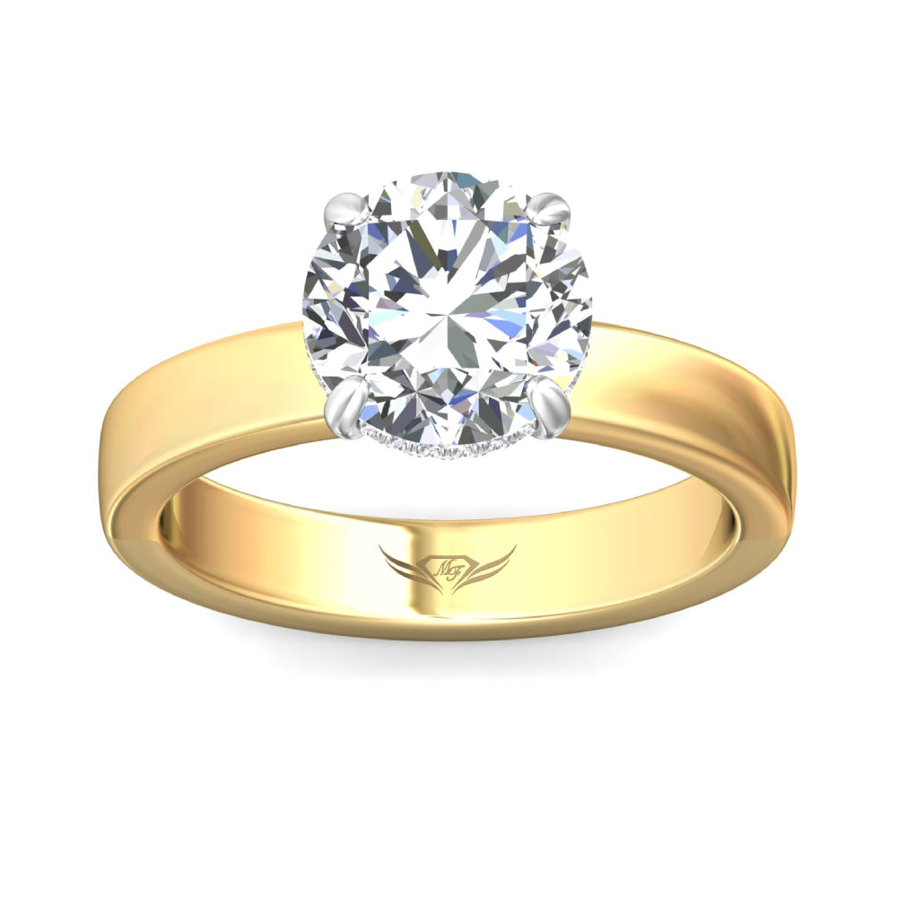 Martin Flyer 14k Gold and Platinum Round Diamond Solitaire Engagement Ring