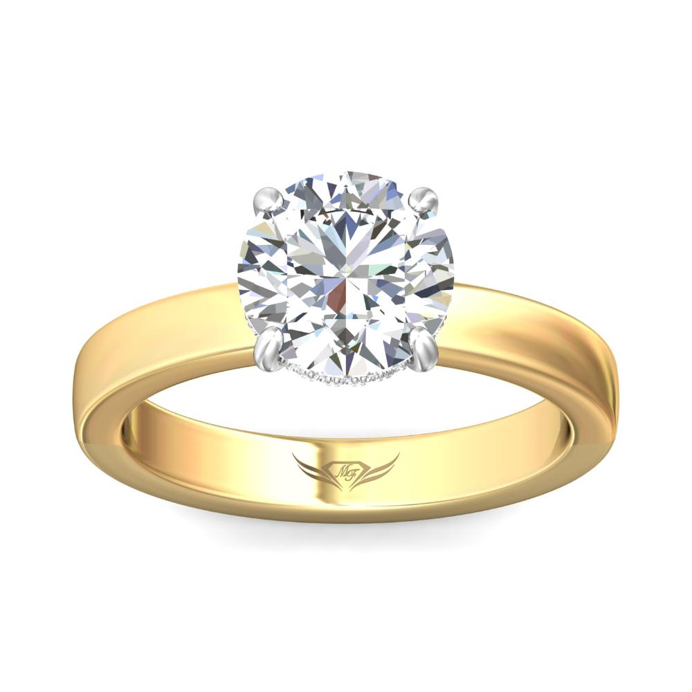 Martin Flyer Platinum & Gold Round Cut Diamond Solitaire Engagement Ring