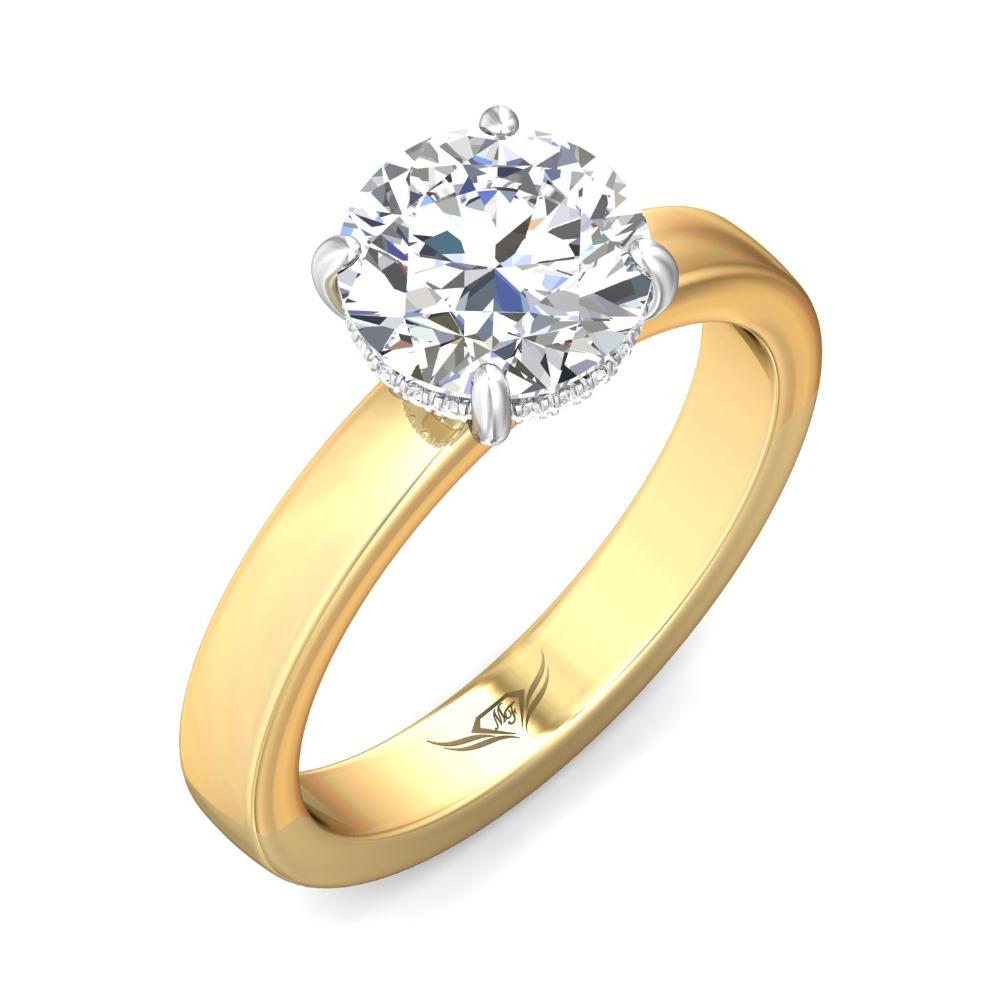 Martin Flyer Platinum & Gold Round Cut Diamond Solitaire Engagement Ring