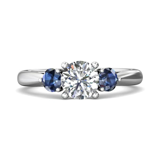 Martin Flyer Round Diamond and Sapphire Engagement Ring