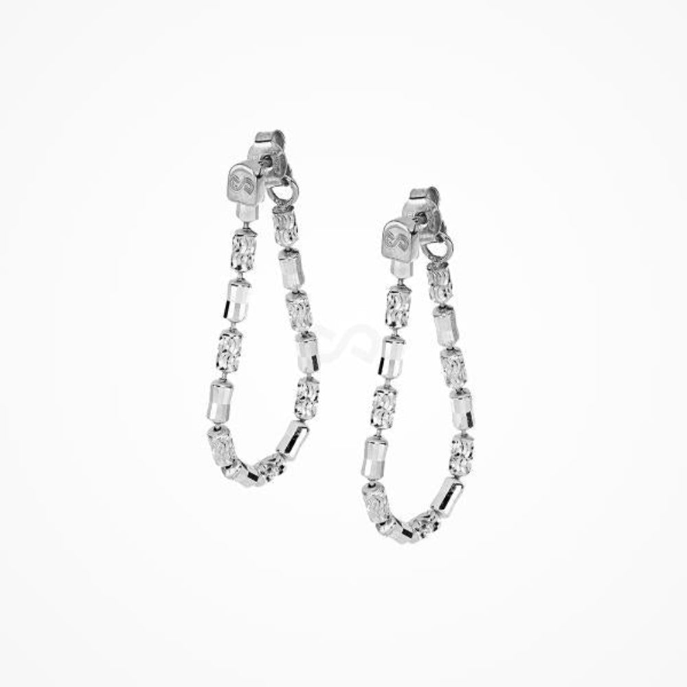 Sterling Silver drop earrings with diamond cut cylinders 