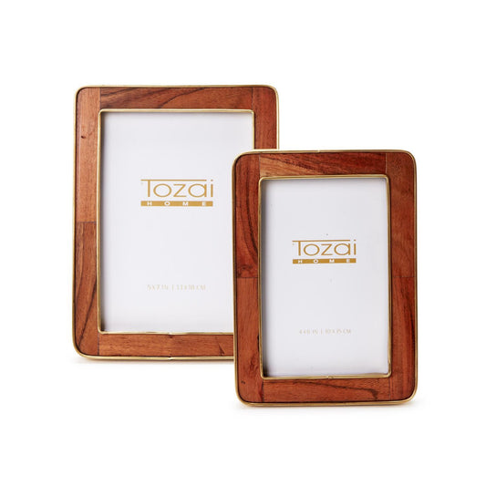 Two's Company Nelson Wood Rounded Edge with Brass Photo Frame