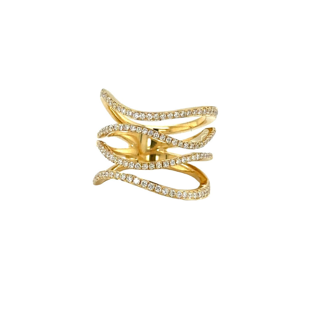 Lisa Nik 18k Four Row Wavy Diamond Ring