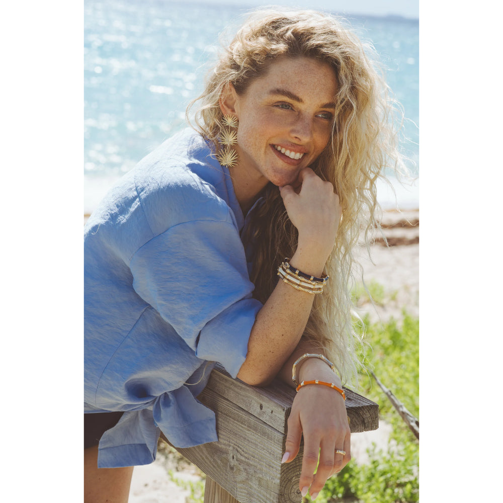 Anabel Aram Gold Bamboo Hinged Bangle