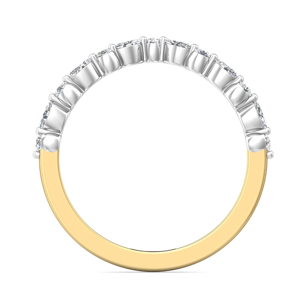 Martin Flyer 14k Gold Two-Tone Curved Diamond Wedding Band
