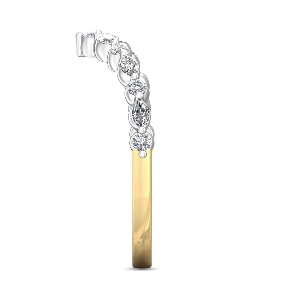 Martin Flyer 14k Gold Two-Tone Curved Diamond Wedding Band