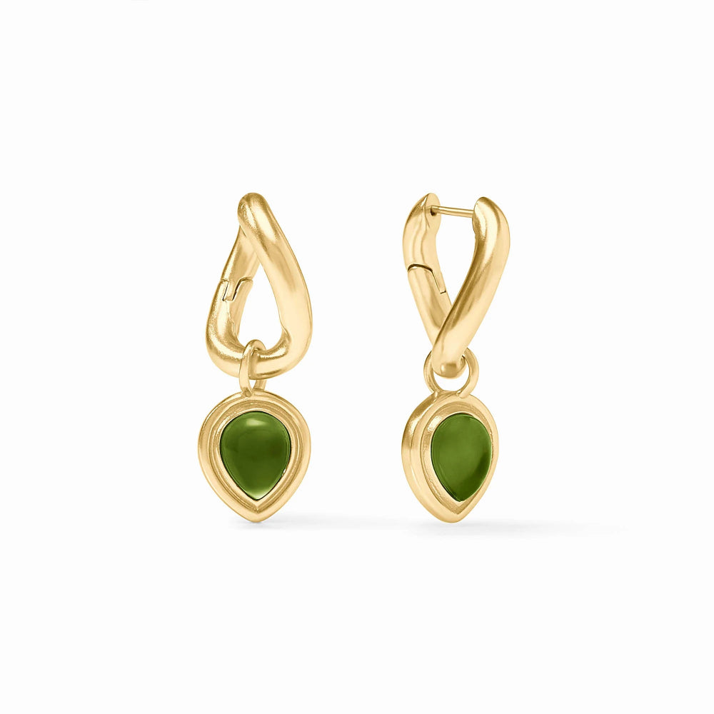 Julie Vos Gold Dolce Hoop & Charm Earrings - Iridescent Palmetto Green