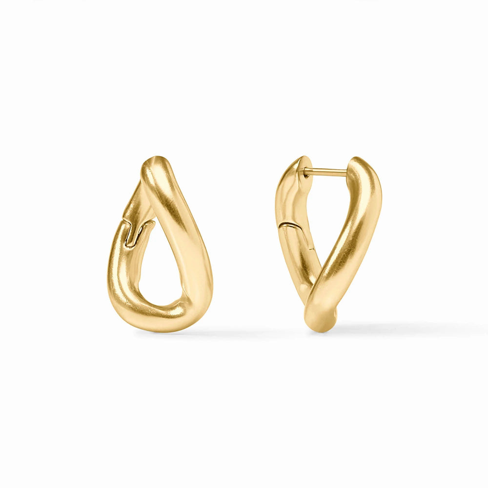 Julie Vos Gold Dolce Hoop & Charm Earrings - Iridescent Palmetto Green