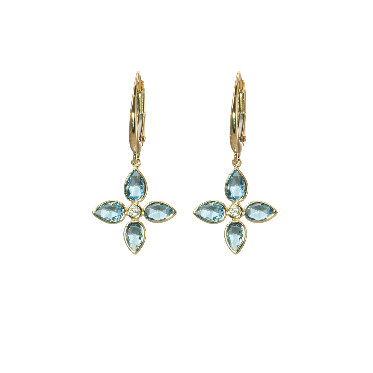 Olivia B. 14k Gold Swiss Blue Topaz and Diamond Earrings