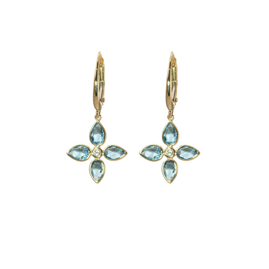 Olivia B. 14k Gold Swiss Blue Topaz and Diamond Earrings