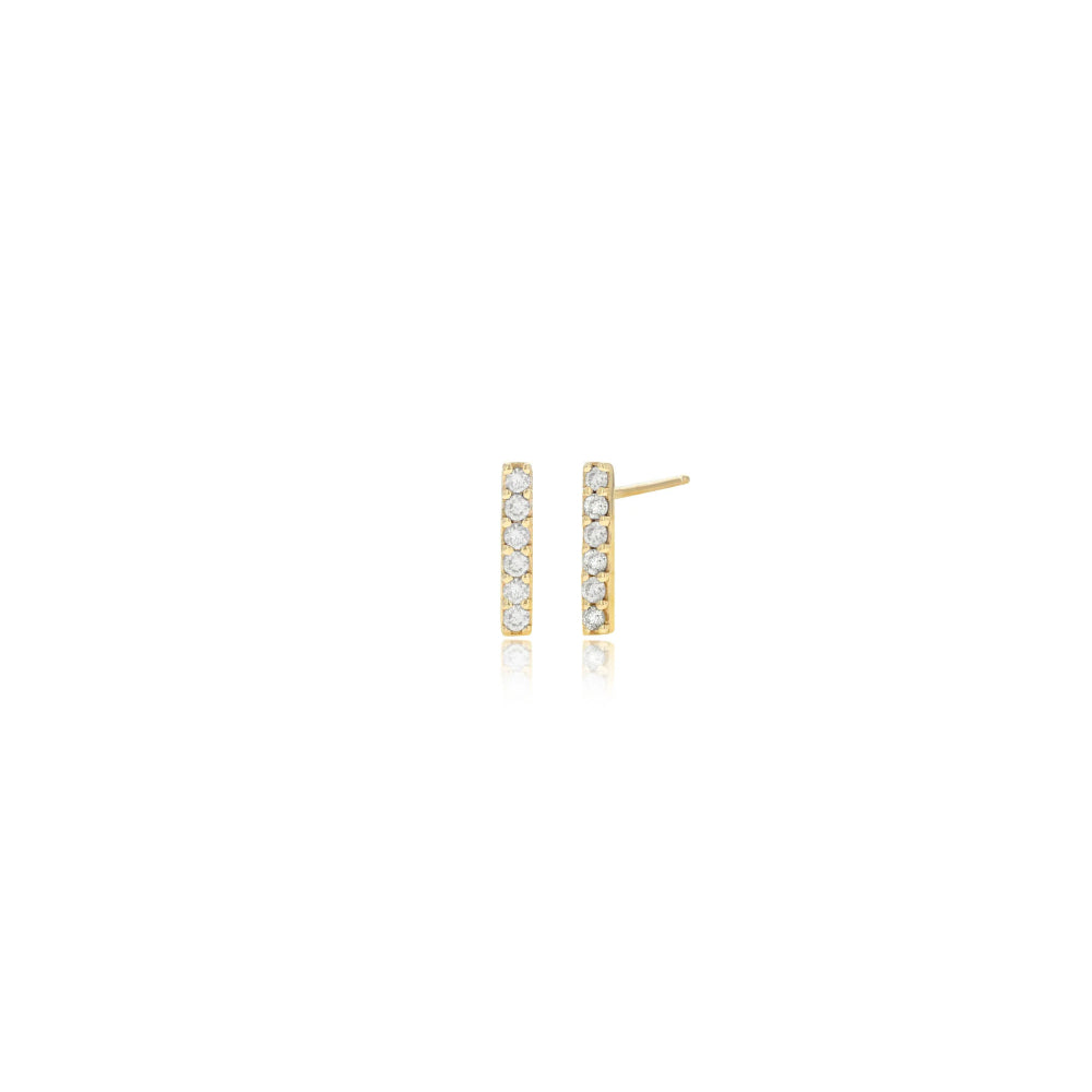 Rachel Reid 14k Diamond Bar Stud Earrings