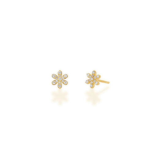 Rachel Reid 14k Diamond Flower Stud Earrings