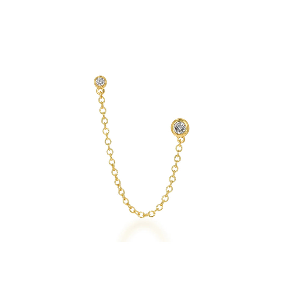 Rachel Reid 14k Double Diamond Chain Stud Earring - Single Earring