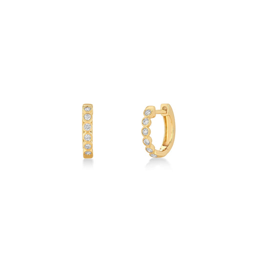 Rachel Reid 14k Diamond Bezel Huggie Earrings