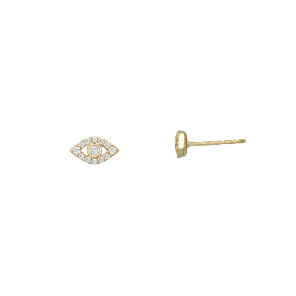 Rachel Reid 14k Diamond Evil Eye Stud Earrings