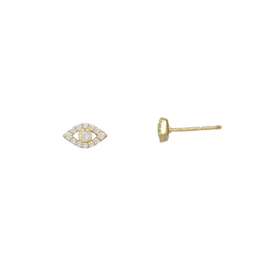 Rachel Reid 14k Diamond Evil Eye Stud Earrings