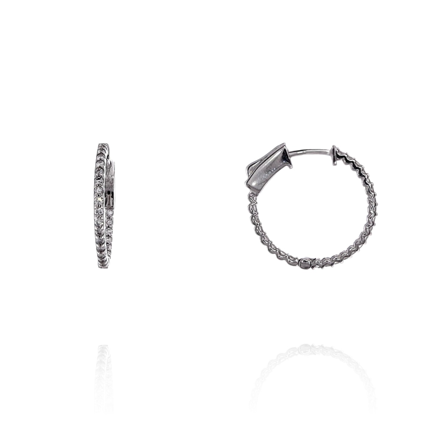 14k Gold In and Out Diamond Hoop Earrings