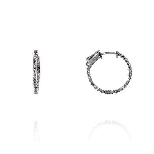 14k Gold In and Out Diamond Hoop Earrings