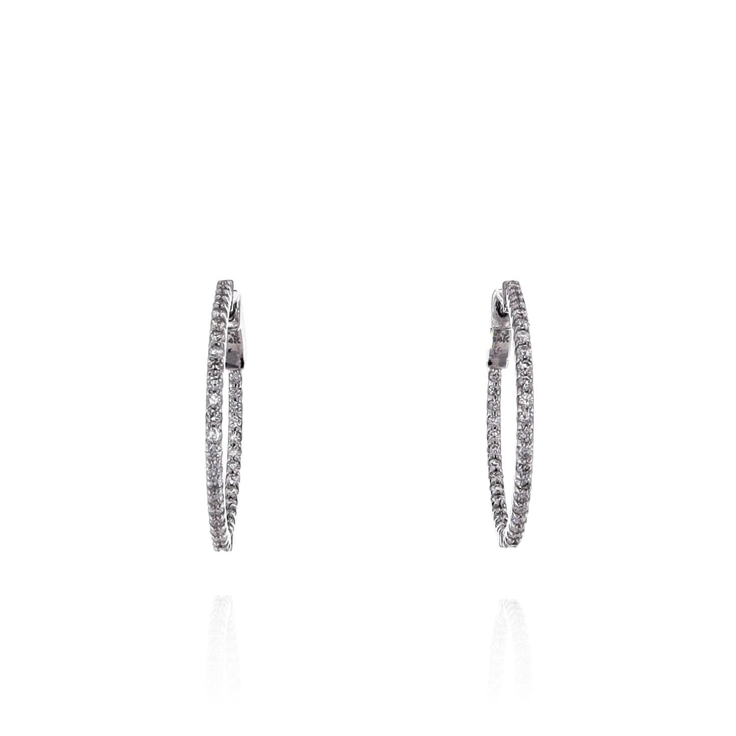 14k Gold In and Out Diamond Hoop Earrings
