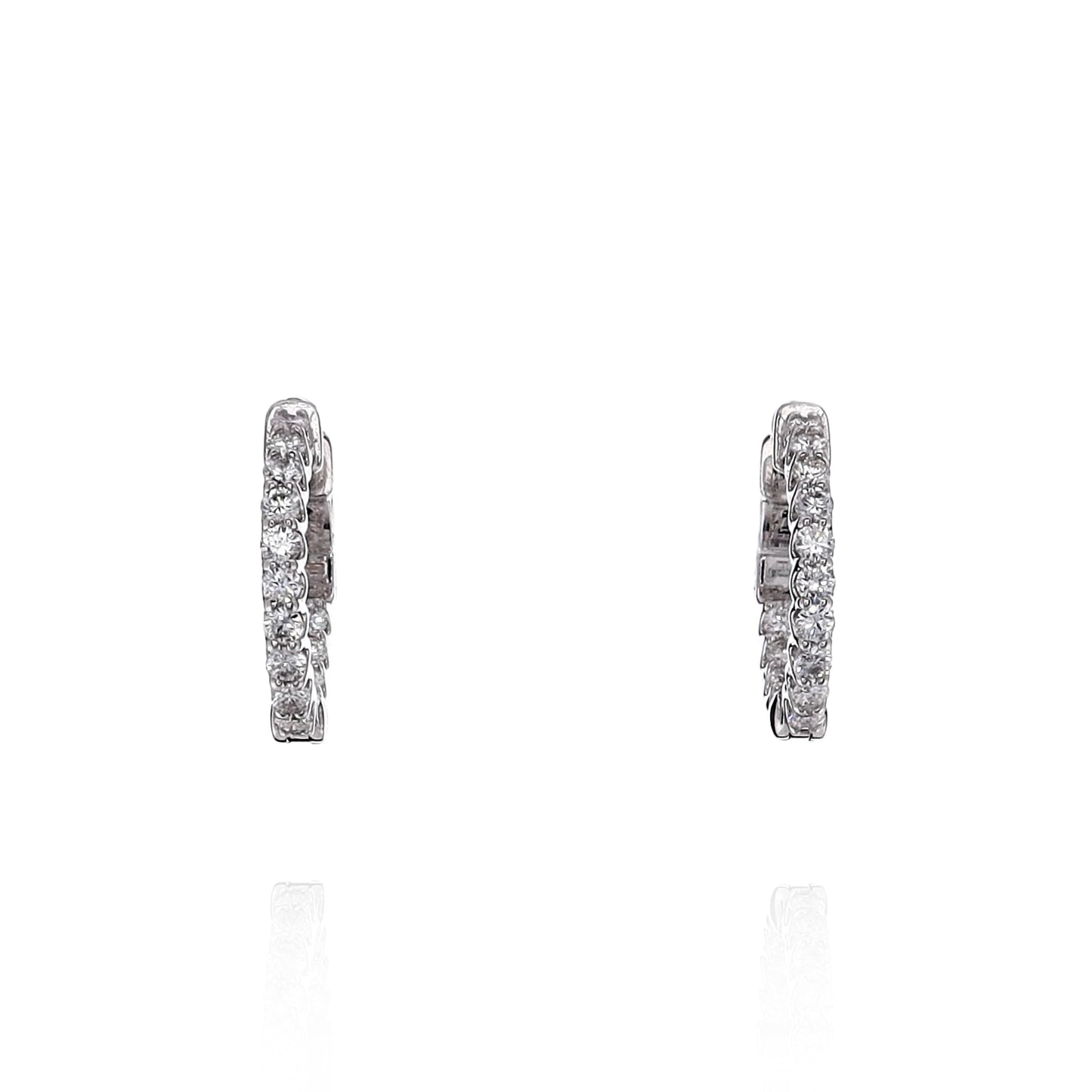14k White Gold 0.80-0.90ct In and Out Diamond Hoop Earrings