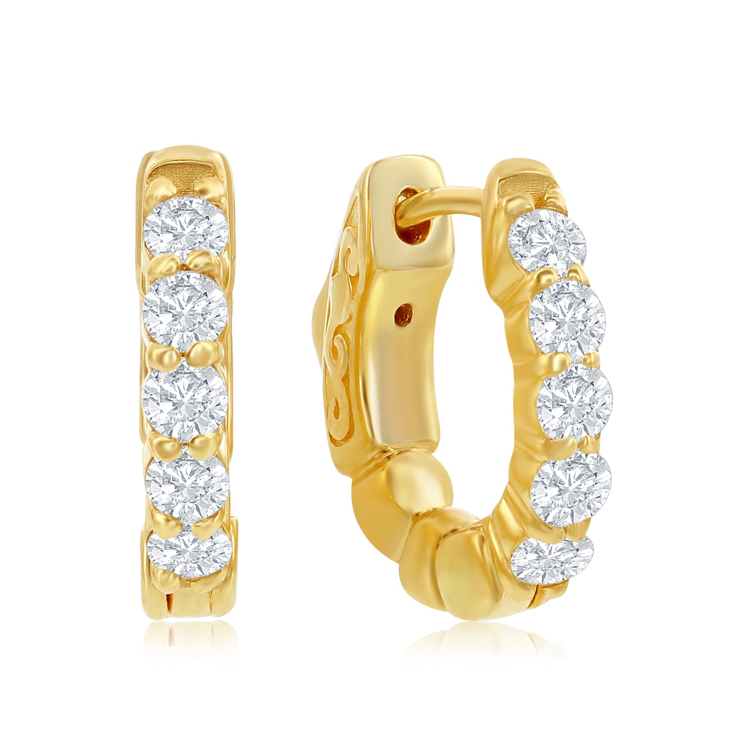 Smyth Diamond Classics 14k Gold Diamond Huggie Hoop Earrings