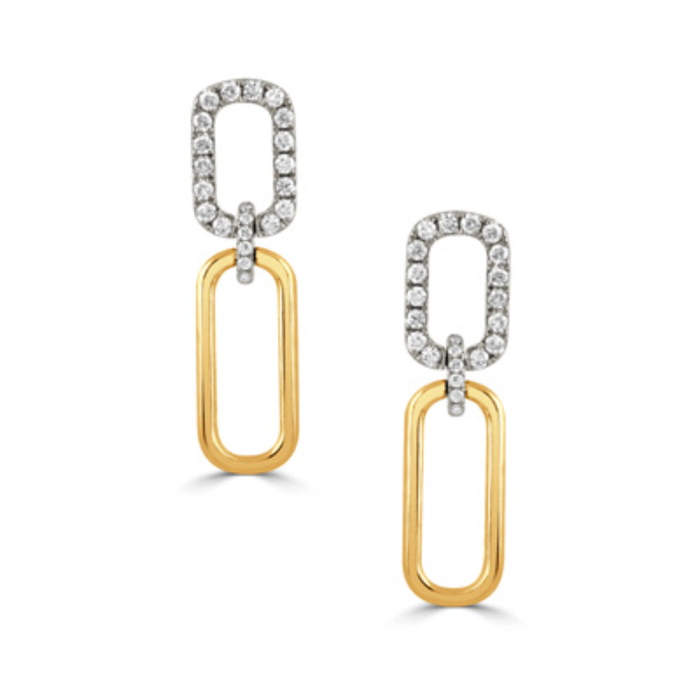 18k Two-Tone Diamond Link Drop Earrings