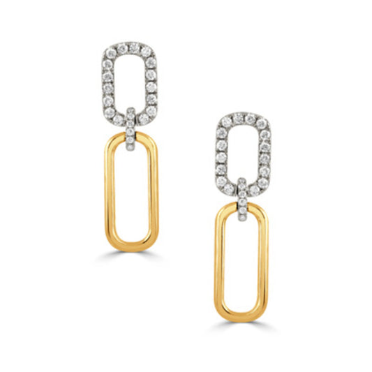 18k Two-Tone Diamond Link Drop Earrings