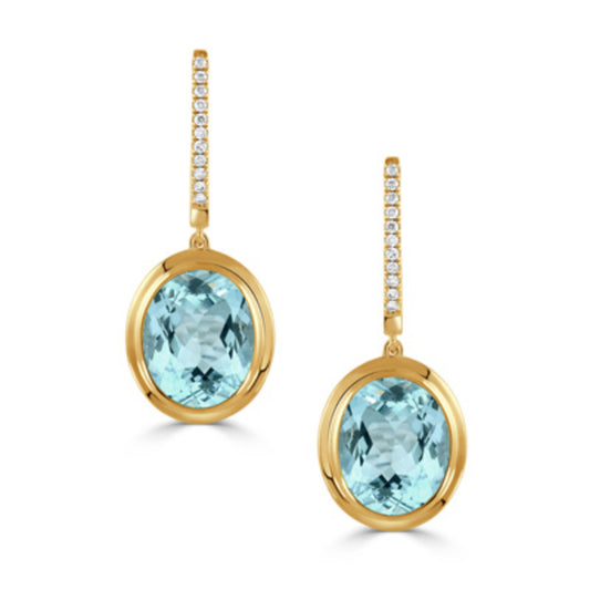 18k Gold Sky Blue Topaz Drop Earrings
