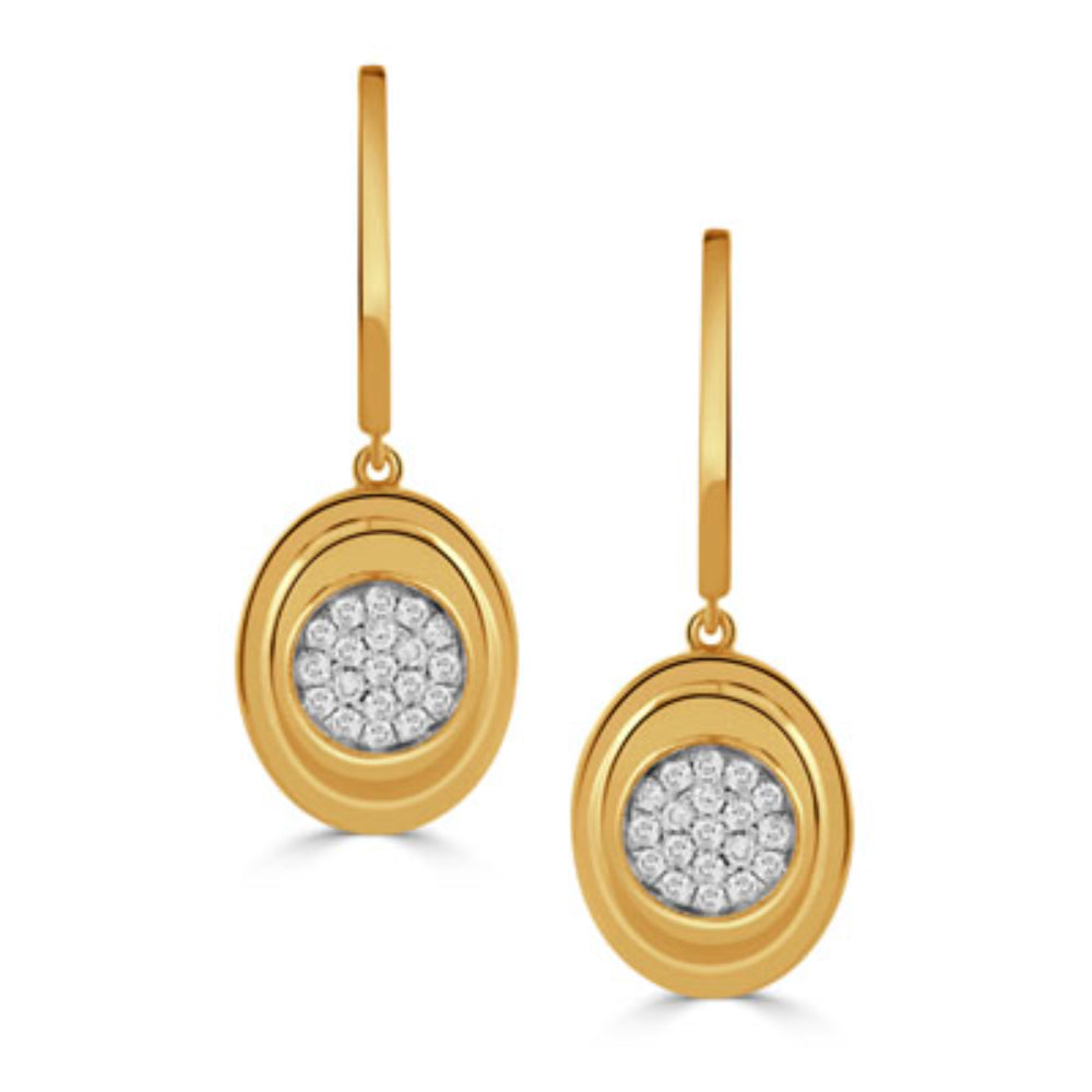 18k Gold Oval Diamond Drop Earrings