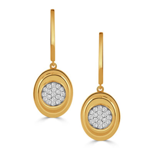 18k Gold Oval Diamond Drop Earrings