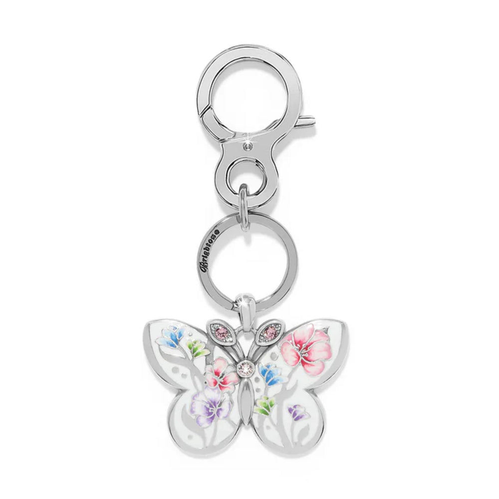 Butterfly-shaped keychain with colorful design on a white background