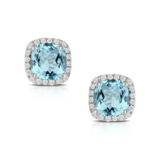 18k Gold Sky Blue Topaz Stud Earrings