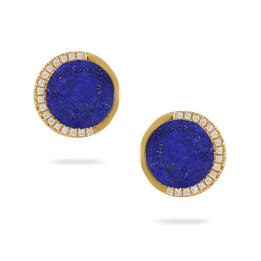 Doves 14k Gold Lapis and Diamond Stud Earrings