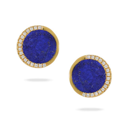 Doves 14k Gold Lapis and Diamond Stud Earrings