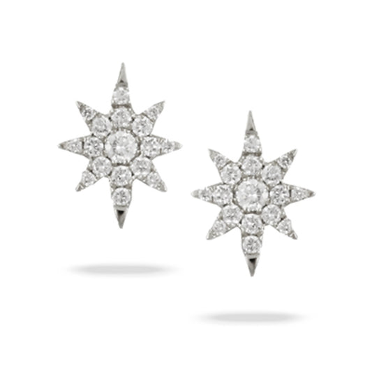 18k Gold Diamond Starburst Studs