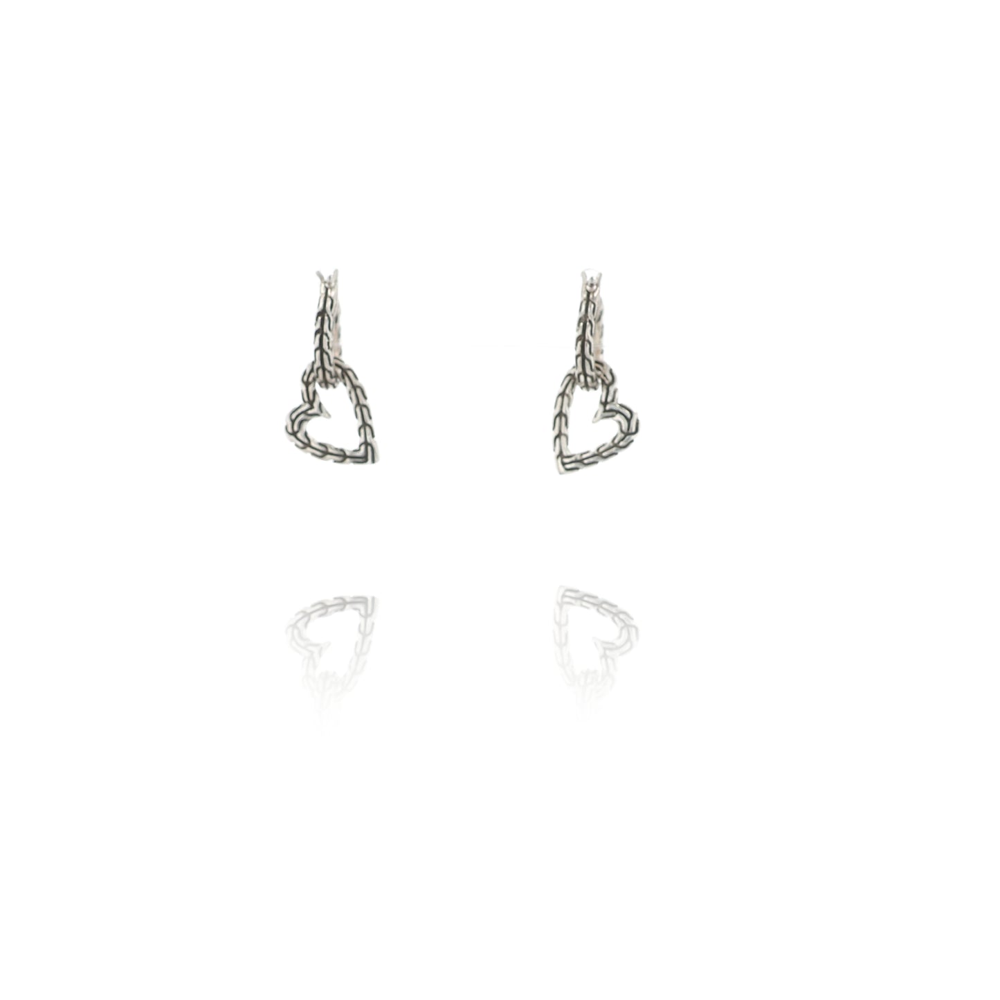 John Hardy Sterling Silver Classic Chain Manah Heart Drop Hoop Earrings