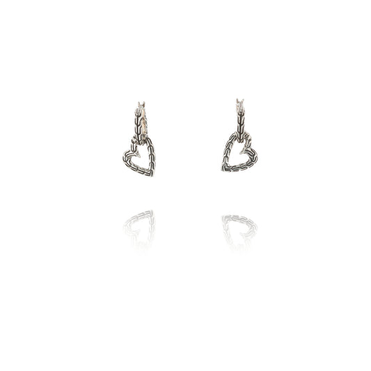 John Hardy Sterling Silver Classic Chain Manah Heart Drop Hoop Earrings