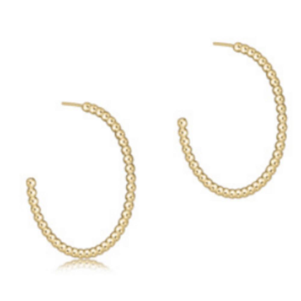 enewton Beaded Classic 1.25" Post Hoop - 2mm Gold