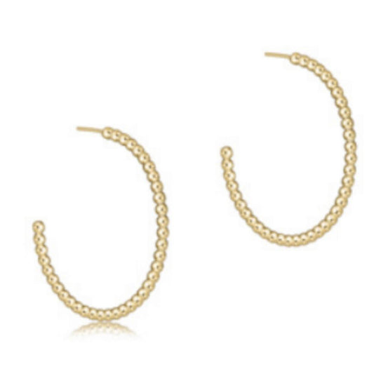 enewton Beaded Classic 1.25" Post Hoop - 2mm Gold