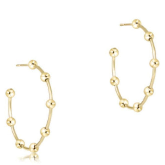 enewton Beaded Simplicity 1.5" Post Hoop - 4mm Gold